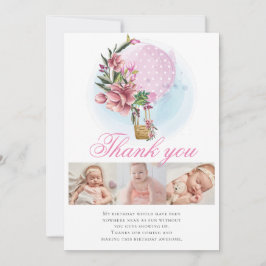 Tarjeta De Agradecimiento Balón de aire caliente Collage de fotos de cumplea