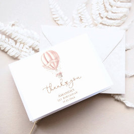 Tarjeta De Agradecimiento Balón de Aire Caliente Rosado Maravilloso Chica Pr