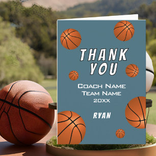 Tarjeta De Agradecimiento Balón de Baloncesto Simple Gracias Entrenador 