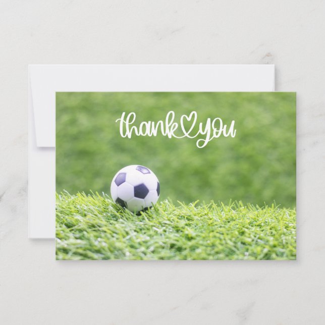 Tarjeta De Agradecimiento Balón de fútbol con palabra Gracias a entrenador (Anverso)