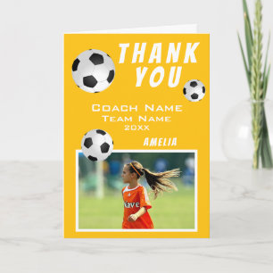 Tarjeta De Agradecimiento Balón de fútbol de fútbol soccer amarillo entrenad