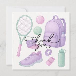 Tarjeta De Agradecimiento Balón de raqueta de equipos de tenis para el jugad