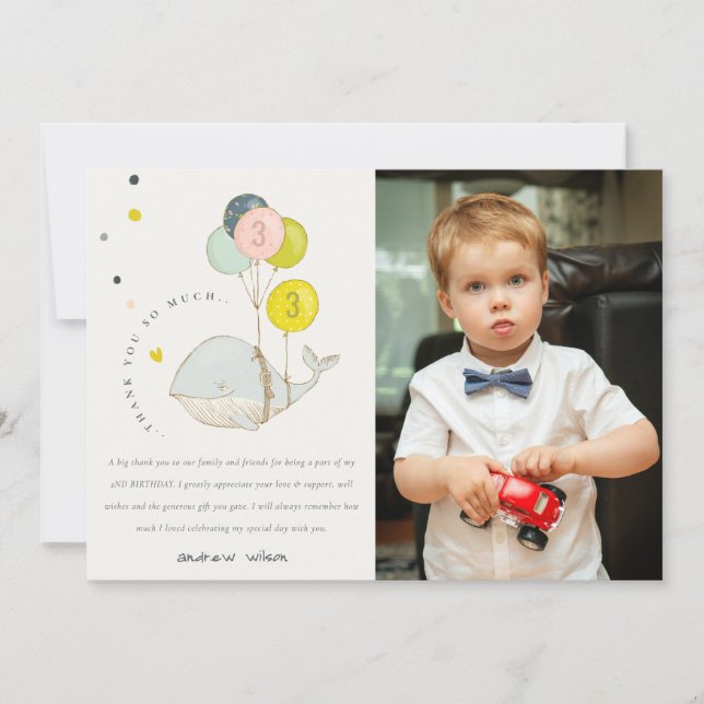 Tarjeta De Agradecimiento Balón submarino lindo foto niños cumpleaños (Anverso)