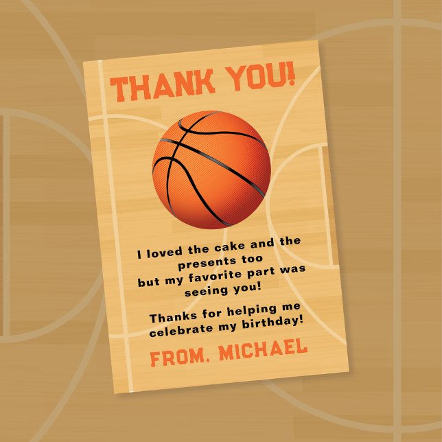 Tarjeta De Agradecimiento Baloncesto (Basketball Thank You Card)