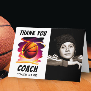 Tarjeta De Agradecimiento Baloncesto Ball Foto de entrenador