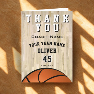 Tarjeta De Agradecimiento Baloncesto Balón Deportes Gracias Entrenador 