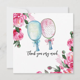 Tarjeta De Agradecimiento Baloncesto con acuarela floral