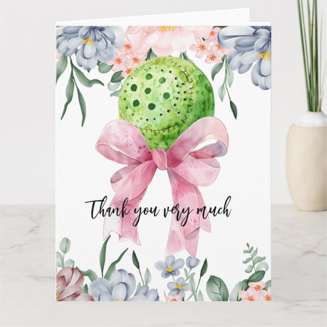 Tarjeta De Agradecimiento Baloncesto con acuarela floral (Anverso)