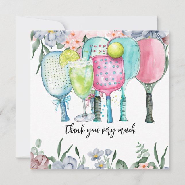 Tarjeta De Agradecimiento Baloncesto con acuarela floral (Anverso)