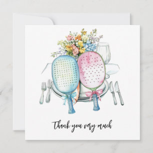 Tarjeta De Agradecimiento Baloncesto con acuarela floral