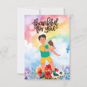 Tarjeta De Agradecimiento Baloncesto con flores