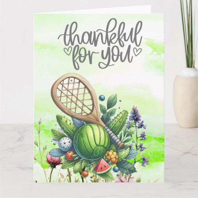 Tarjeta De Agradecimiento Baloncesto con flores (Anverso)