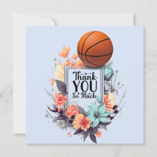 Tarjeta De Agradecimiento Baloncesto con flores