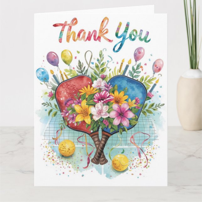 Tarjeta De Agradecimiento Baloncesto con flores hermosas (Anverso)