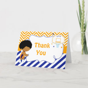 Tarjeta De Agradecimiento Baloncesto Cute fiesta de cumpleaños afroamericano