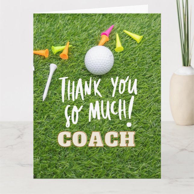 Tarjeta De Agradecimiento Baloncesto de golf y tee gracias tanto entrenador  (Anverso)