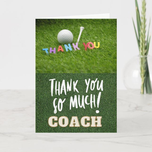 Tarjeta De Agradecimiento Baloncesto de golf y tee gracias tanto entrenador  (Anverso)