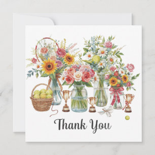 Tarjeta De Agradecimiento Baloncesto de tenis con flores