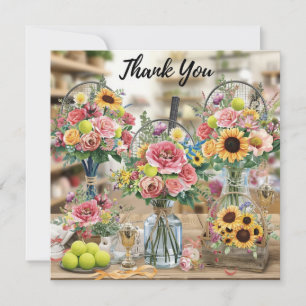Tarjeta De Agradecimiento Baloncesto de tenis con flores