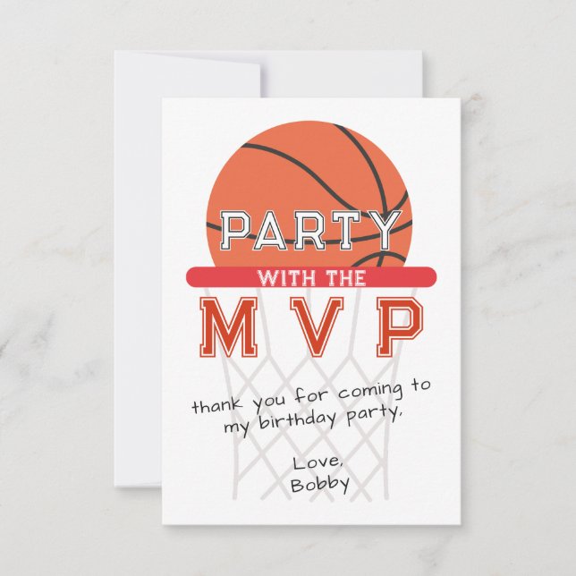 Tarjeta De Agradecimiento Baloncesto Deportes Jumpman Tema Cualquier cumplea (Anverso)