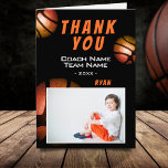 Tarjeta De Agradecimiento Baloncesto Metálico Foto de entrenador Gracias tar<br><div class="desc">Foto de Basketball Metallic Gracias Tarjeta de Entrenador. Baloncesto gracias tarjeta de entrenador con foto, gracias texto, nombre del entrenador, nombre del equipo, año, nombre y pelotas de baloncesto. Foto tarjeta de agradecimiento - agrega tu foto. Personaliza la tarjeta con nombres y tu texto. ¡Gran carta de agradecimiento para el...</div>