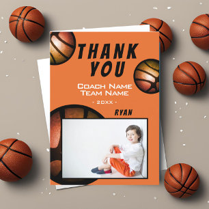 Tarjeta De Agradecimiento Baloncesto Metálico Foto de entrenador Gracias tar