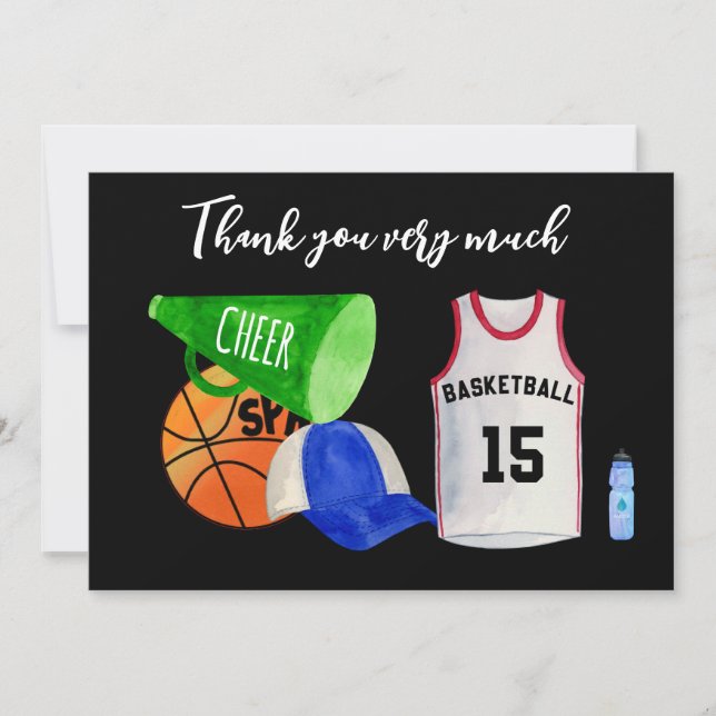 Tarjeta De Agradecimiento Baloncesto Muchas gracias al jugador (Anverso)