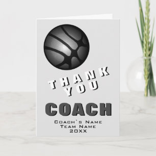 Tarjeta De Agradecimiento Baloncesto Negro Moderno Gracias Entrenador 