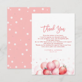 Tarjeta De Agradecimiento Balones de fresa Baby Shower Pequeño Gracias