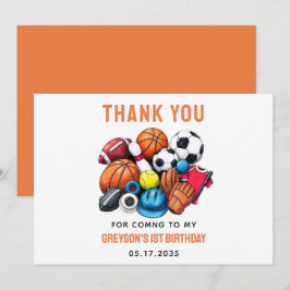 Tarjeta De Agradecimiento Balones Deportivos Modern Boys All Star Cumpleaños