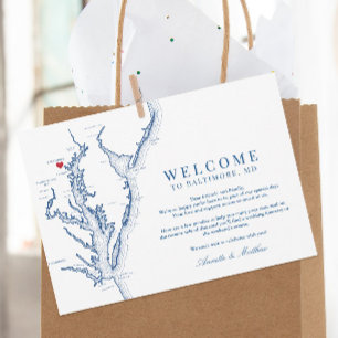 Tarjeta De Agradecimiento Baltimore Maryland Boda Bienvenida Itinerary
