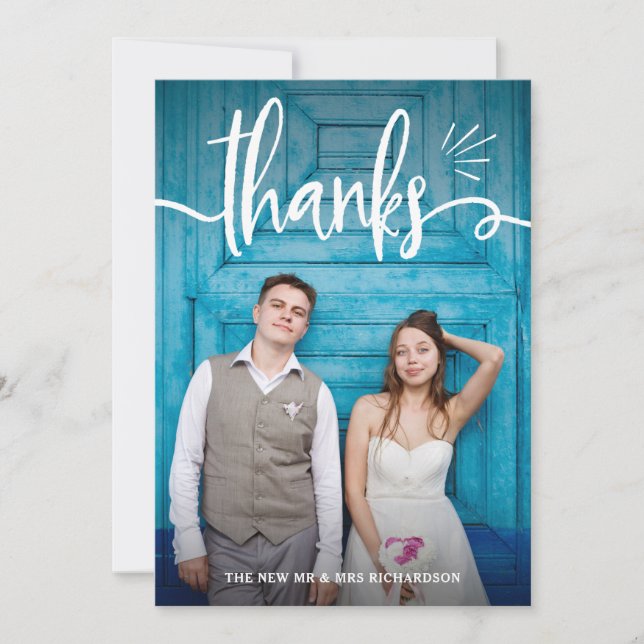 Tarjeta De Agradecimiento Banal y encante el | que la boda de dos fotos le (Anverso)