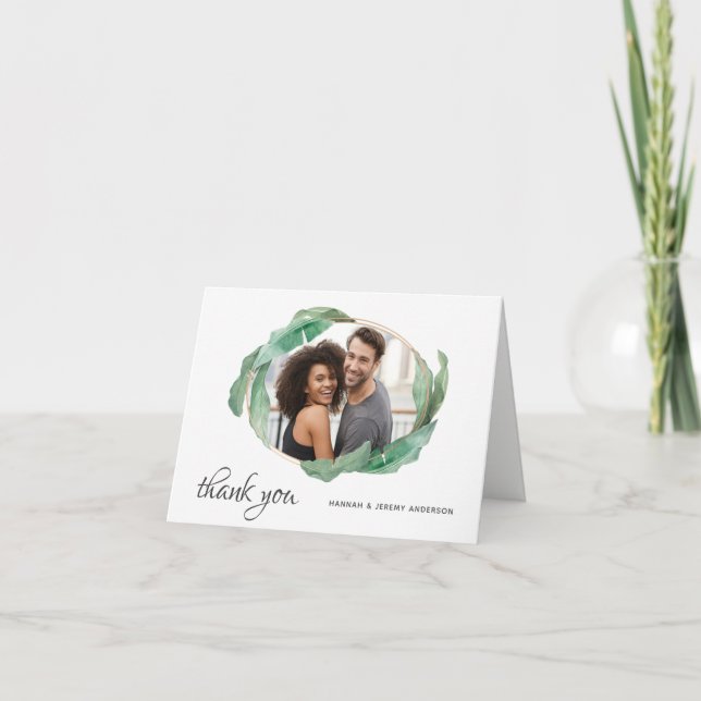 Tarjeta De Agradecimiento Banana tropical deja gracias con foto (Anverso)