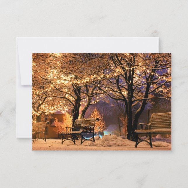Tarjeta De Agradecimiento Bancos de parque ligero para navidades (Anverso)