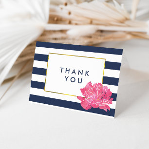 Tarjeta De Agradecimiento Banda de la Marina y Peonía Rosa Gracias Cartas