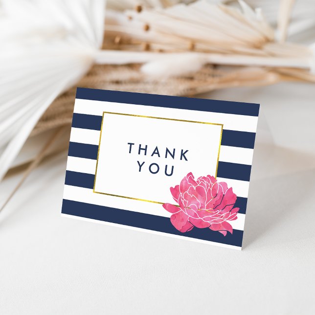Tarjeta De Agradecimiento Banda de la Marina y Peonía Rosa Gracias Cartas (Subido por el creador)