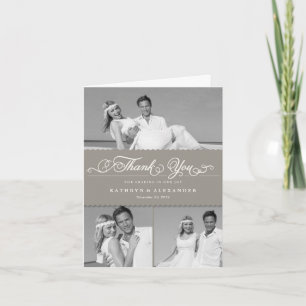 Tarjeta De Agradecimiento Banda de vieiras Guión romántico 3 Boda multifoto