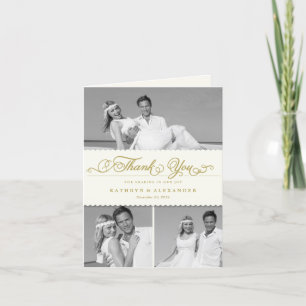 Tarjeta De Agradecimiento Banda de vieiras Guión romántico 3 Boda multifoto