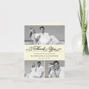 Tarjeta De Agradecimiento Banda de vieiras Guión romántico 3 Boda multifoto