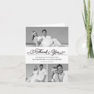 Tarjeta De Agradecimiento Banda de vieiras Guión romántico 3 Boda multifoto