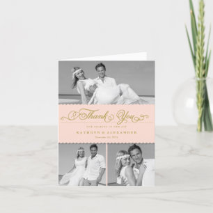 Tarjeta De Agradecimiento Banda de vieiras Guión romántico 3 Boda multifoto
