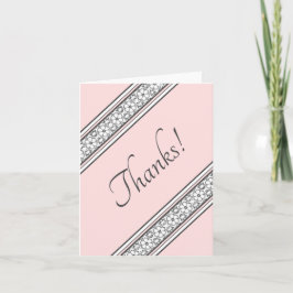 Tarjeta De Agradecimiento Banda diagonal floral moderna rosa y gris