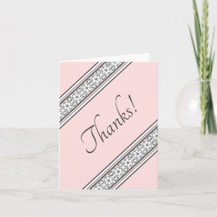Tarjeta De Agradecimiento Banda diagonal floral moderna rosa y gris