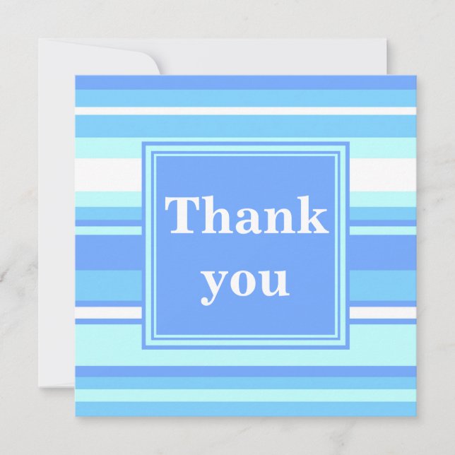 Tarjeta De Agradecimiento Bandas azules del cielo monogramo (Anverso)