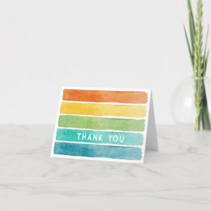Tarjeta De Agradecimiento Bandas de arcoiris de color de agua personalizadas