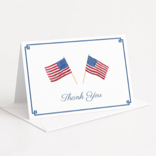 Tarjeta De Agradecimiento Bandera Americana Acuarela Atemporal Personalizada