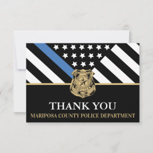 Tarjeta De Agradecimiento Bandera Americana de Línea Azul de la Policía Prim