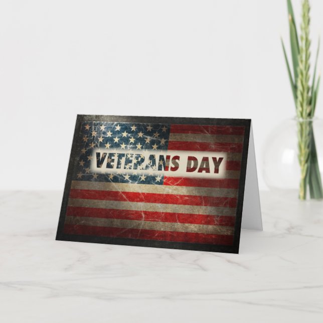 Tarjeta De Agradecimiento Bandera americana del Grunge del día de veteranos (Anverso)
