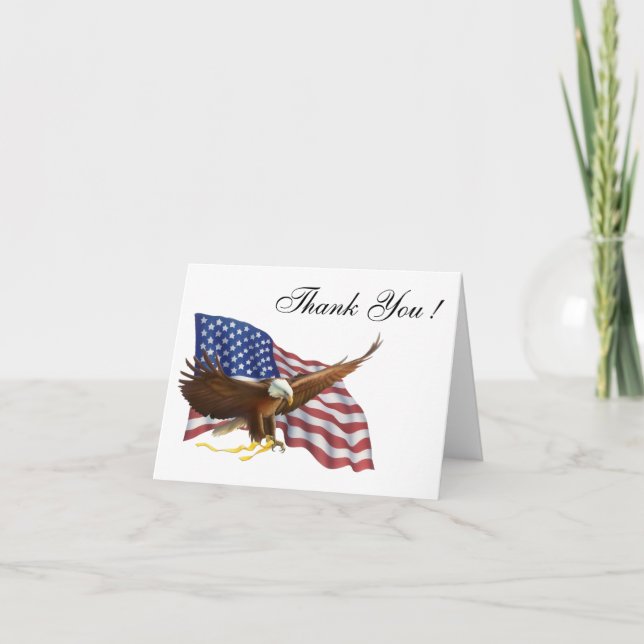 Tarjeta De Agradecimiento Bandera Americana en blanco Gracias Cartas (Anverso)