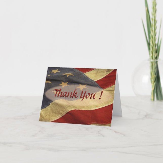 Tarjeta De Agradecimiento Bandera Americana en blanco Gracias Cartas (Anverso)